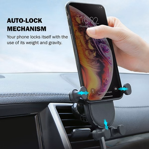 Гравитационный автомобильный держатель Crong Gravity Auto-Lock для телефонов 4.7–6.5", чёрный