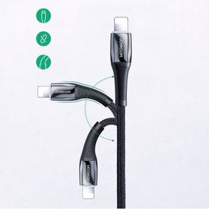 USB laidas Joryoom S-1224K2 juodas Type-C / Lightning 120cm (iki 20W)