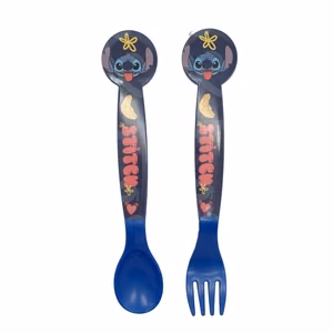 Disney Stitch Palms plastikinių stalo įrankių rinkinys su šaukštu ir šakute