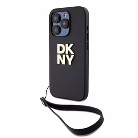 DKNY Dėklas telefonui su dirželiu ir logotipu iPhone 15 Pro - juodas