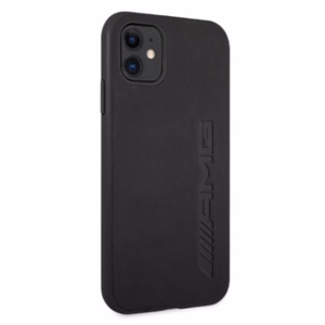 AMG AMHCN61DOLBK iPhone 11 6,1 - juodas kietas odinis dėklas su karšto spaudimo efektu