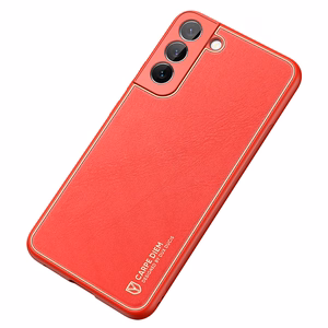 Dux Ducis Yolo elegantiškas dėklas iš ekologiškos odos Samsung Galaxy S22 + (S22 Plus) raudonas