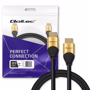 Qoltec 50356 HDMI v2.1 laidas ypač didelio greičio 8K, 60 Hz, 28AWG, aukso, 3 m