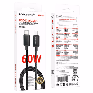 Borofone Kabelis BX120 Placer - Type C į Type C - PD 60W 1 metras juodas