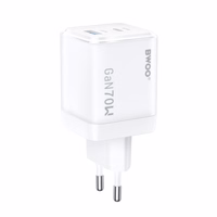 BWOO GaN wall įkroviklis CDA224 QC 70W 1 x USB 1 x USB-C, baltas