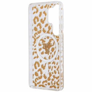 Guess dėklas IML Leopard Print Triangle MagSafe for Samsung Galaxy S26 Ultra rudas