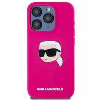 Karl Lagerfeld KLHMP15XSKHPPLF iPhone 15 Pro Max 6.7" kietasis silikoninis dėklas telefonui su Karl Head spauda ir Magnetine MagSafe funkcija, fuksinė