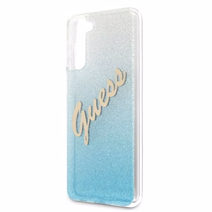 Guess GUHCS21MPCUGLSBL S21+ G996 синий/синий жёсткий чехол Glitter Gradient Script