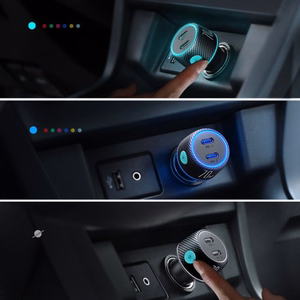 Automobilinis įkroviklis Joyroom „JR-CCN02" juodas 70W (2xUSB-C) su LED apšvietimu