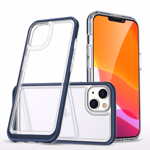 Skaidrus 3in1 dėklas iPhone 13 mini gelio dangteliu su rėmu mėlynos spalvos