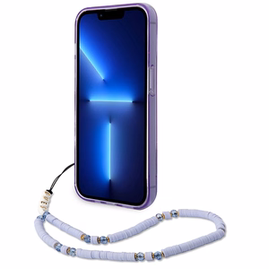 Dėklas telefonui Guess GUHCP14LHGCOHU iPhone 14 Pro 6.1 violetinis perlamutrinis dirželis