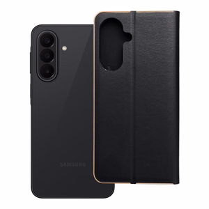 Atverčiamas dėklas skirtas Samsung A27 Luna Book Gold juodas