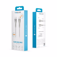 "Forever Sleek" kabelis USB-C - USB-C 1,0 m 100W baltas