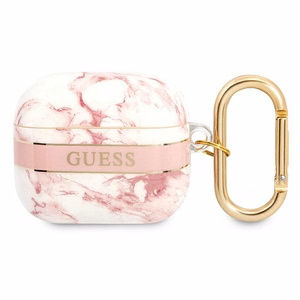 Guess GUA3HCHMAP AirPods 3 dėklas rožinis/rožinis Marmuro Dirželių kolekcija