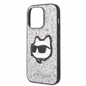 Karl Lagerfeld KLHCP14XG2CPS iPhone 14 Pro Max 6.7" sidabrinis/sidabrinis kietasis dėklas Blizgučiai Choupette Pleistras