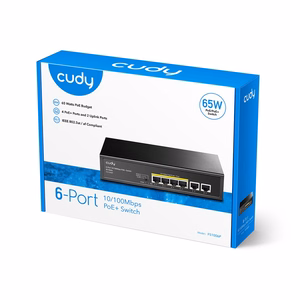 Cudy FS1006P tinklo komutatorius Fast Ethernet (10/100) Maitinimas per Eternetą (PoE) Juoda