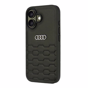 Audi Sintetinės odos iPhone 16 6.1" juodas/juodas kietas dėklas AU-TPUPCIP16-GT/D2-BK