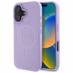 Guess Saffiano Magnetinis Dėklas telefonui iPhone 16 - violetinis