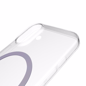 Puro Lite Mag TPU+PC dėklas telefonui, suderinamas su MagSafe, skirtas iPhone 17 – permatomas su rožiniu žiedu