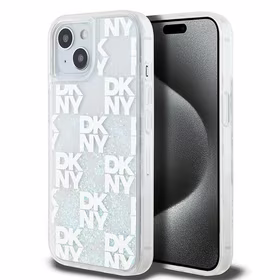 DKNY skystojo blizgučio daugiologo dėklas telefonui iPhone 15 / 14 / 13 - baltas