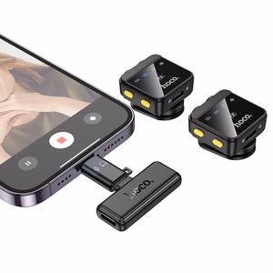Belaidis segtukas mikrofonas Lightning / USB C Hoco 2 vnt. L17 juodas