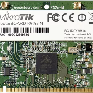RouterBOARD R52Nm dviejų dažnių mini PCI Wi-Fi plokštė, 802.11a/b/g/n, 23 dBm, MMCX