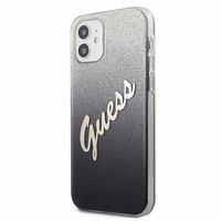 Guess GUHCP12SPCUGLSBK iPhone 12 mini 5.4" juodas/juodas kietas dėklas Glitter Gradient Script