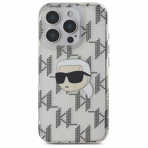 Karl Lagerfeld IML Karl galvos elektropluotas iPhone 16 Pro dėklas - skaidrus
