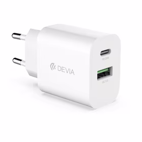 "Devia" sieninis įkroviklis "Smart PD" 1x USB-C 1x USB 20W, baltas