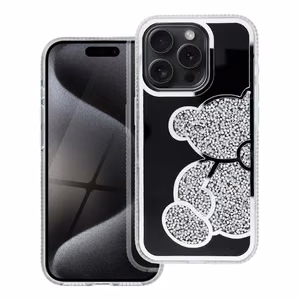 Чехол для iPhone 15 Teddy Bear серебряный