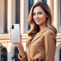 Crystal Glitter dėklas telefonui Xiaomi Redmi Note 10/Note 10S/Poco M5S sidabrinis
