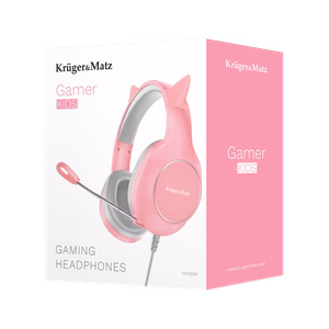 Kruger&Matz Gamer Kids žaidimų ausinės vaikams, rožinės