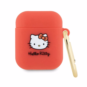 Hello Kitty Silikoninis 3D Kitty galvos dėklas AirPods 1/2 - Fuksija