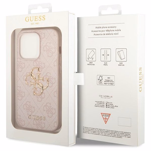 Guess 4G Big Metal Logo dėklas telefonui iPhone 15 Pro – rožinis