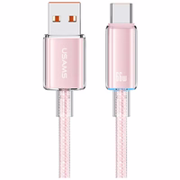 Laidas USAMS Cloud Series US-SJ658 6A USB-A į USB-C 1,2m rožinis