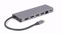 Gembird A-CM-COMBO5-05 USB Type-C 5-in-1 kelių prievadų adapteris (Hub + HDMI + PD + kortelių skaitytuvas + LAN)