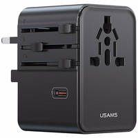 Tinklo įkroviklis USAMS Travel Adapter CC310 3xUSB-C 70W 4in1 US/AU/EU/UK juodas