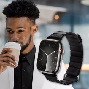 Crong Eclipse magnetinis eko odos dirželis, skirtas Apple Watch 44 / 45 / 46 / 49 mm, juodas