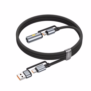 Laidas All-in-one USB A / USB C į USB C / Automobilinė cigarečių degiklė Hoco 3A 60W 1,2 m U138 juodas