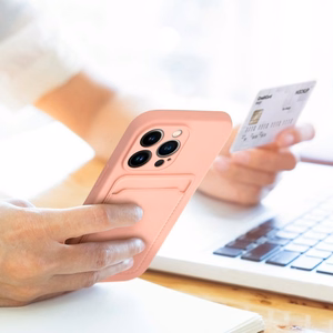 Kortelių dėklas telefonui IPHONE 15 Pro rožinis