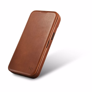 iCarer CE Oil Wax Premium odinis folio dėklas iPhone 14 Plus Magnetinis atverčiamas dėklas su MagSafe Rudas (AKI14220707-BN)