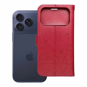 MEZZO Book Dėklas IPHONE 17 katės raudonas