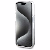 Karl Lagerfeld Skysti blizgučiai Karl & Choupette Head Magnetinis dėklas telefonui iPhone 15 Pro - skaidrus