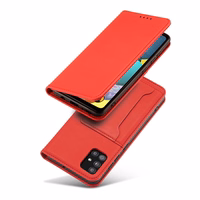 Magnetinis kortelių dėklas Samsung Galaxy A13 5G piniginė kortelių laikiklis raudonas