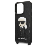 Karl Lagerfeld KLHCP14LSTKMK iPhone 14 Pro 6.1" kietasis dėklas juodas/juodas Monograminis Ikonik Patch