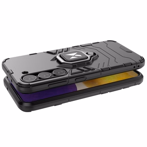 Wozinsky Ring Armor dėklas telefonui Samsung Galaxy S23 šarvuotas dėklas su magnetiniu laikikliu ir žiedu juodas