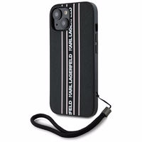Karl Lagerfeld Saffiano Athleisure Stripes Cord dėklas telefonui iPhone 15 - rožinis