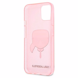 Karl Lagerfeld Glitter Karl's Head Dėklas iPhone 13 mini - rožinis