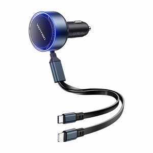 "Vention FFOB0" USB-C automobilinis įkroviklis + USB-C/žaibolaidis 30 W