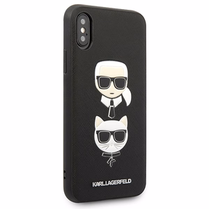 Karl Lagerfeld Saffiano Karl&Choupette Head dėklas telefonui iPhone X/XS - juodas